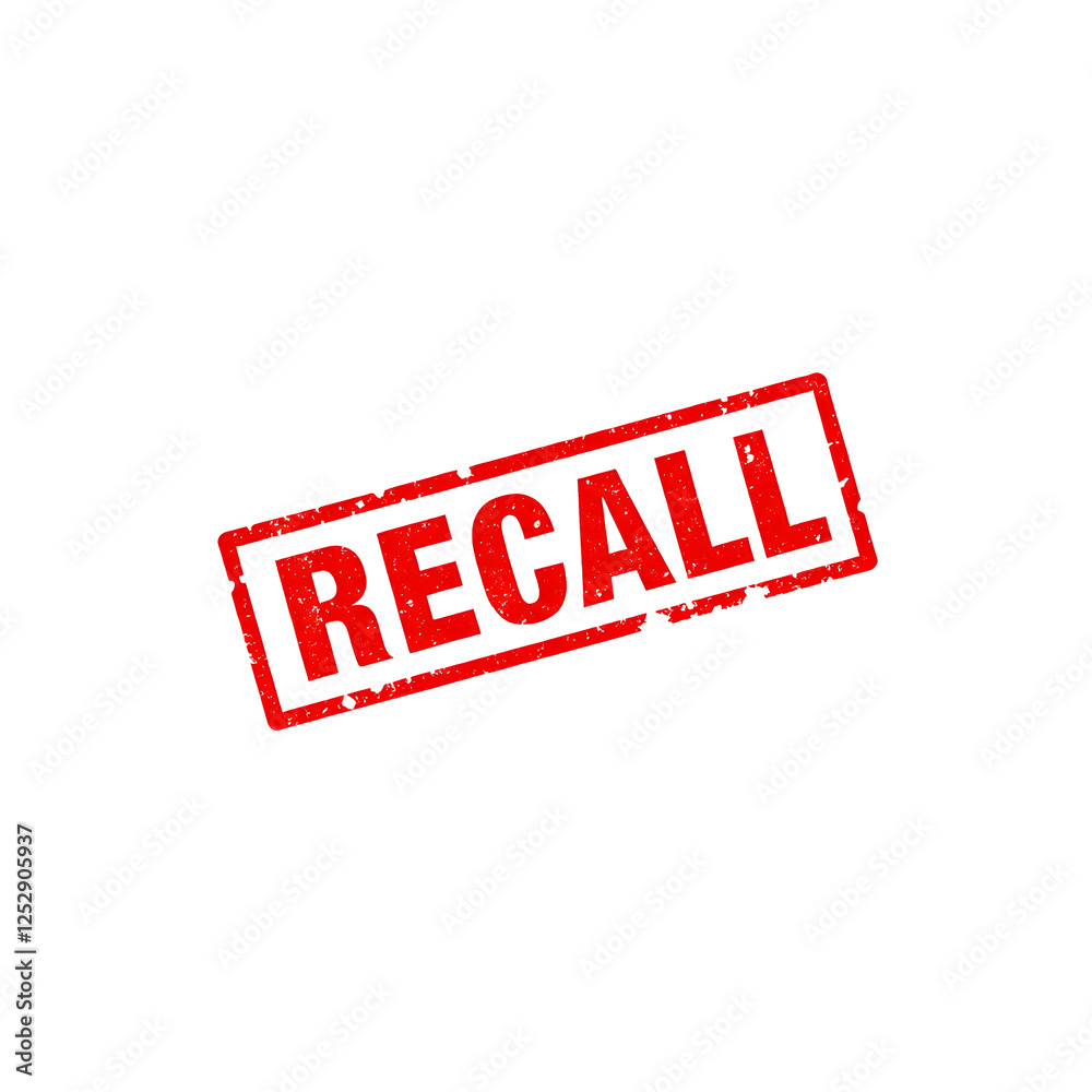 Recall text stamp red rubber stamp on white background. Generative AI Recall text stamp red rubber stamp on white background. Generative AI