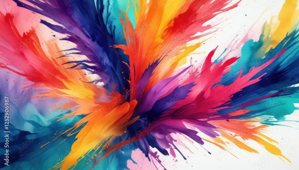 Vibrant watercolour strokes forming an energetic abstract design, vibrant, brush strokes, pattern, colourful Vibrant watercolour strokes forming an energetic abstract design, vibrant, brush strokes, pattern, colourful