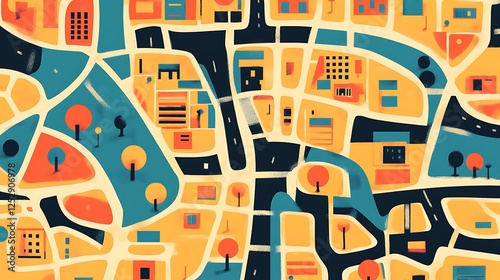 Abstract Cityscape Map Artistic Design