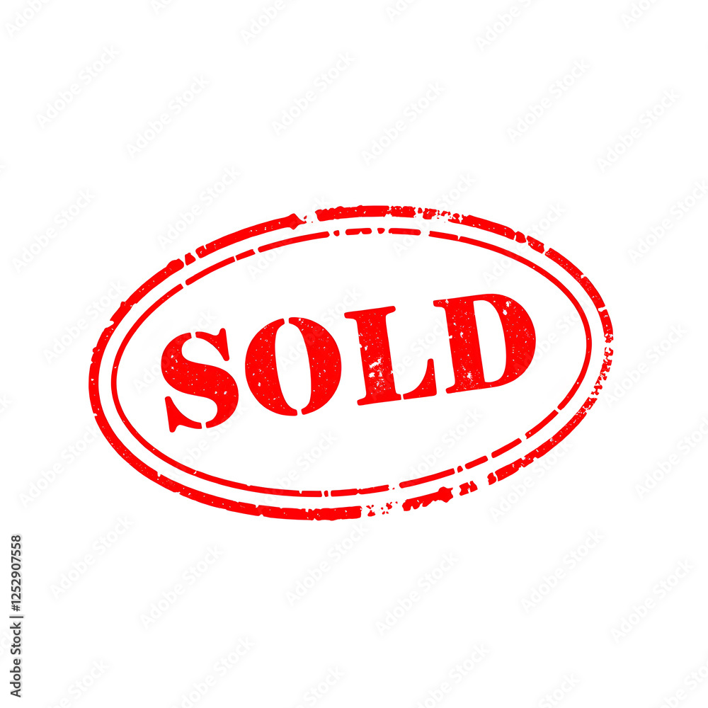 Sold text stamp red rubber stamp on white background. Generative AI Sold text stamp red rubber stamp on white background. Generative AI