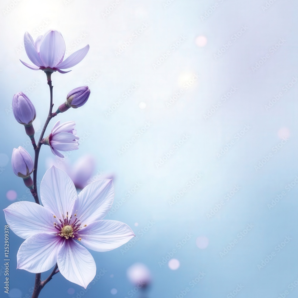 Obraz premium Elegant floral banner with delicate spring blossoms and free space
