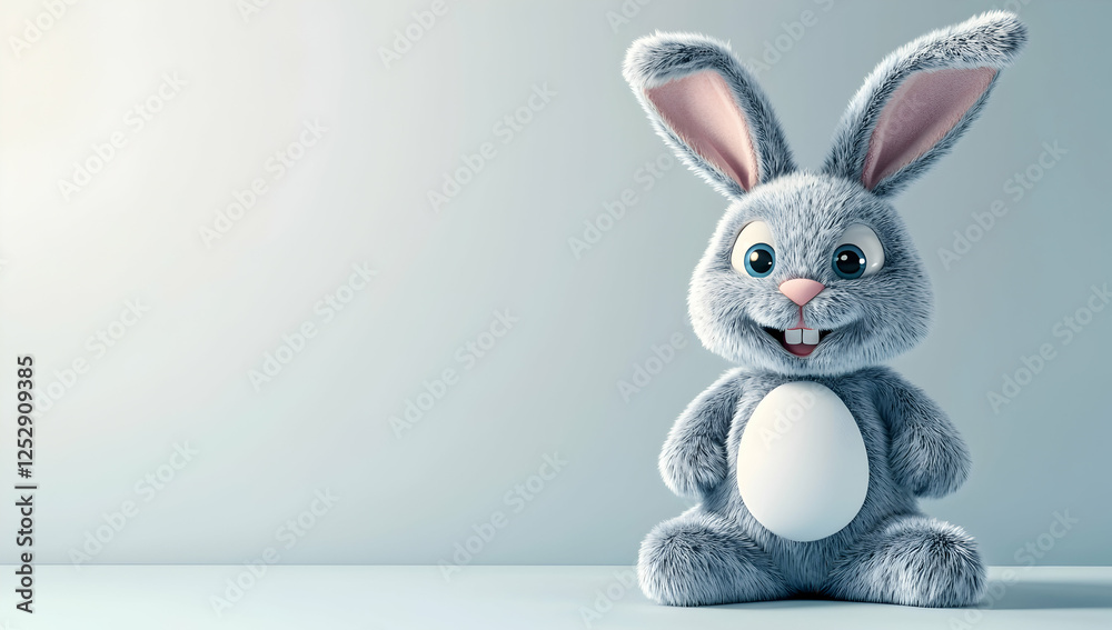 Obraz premium Blank Branding Area on 3D Cartoon Easter Bunny Mockup