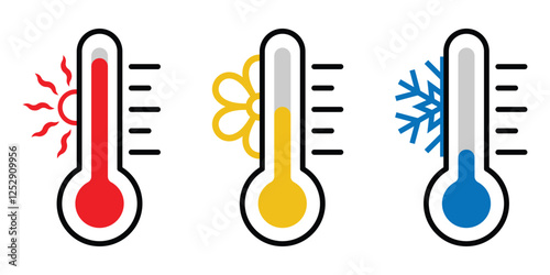  temperature level symbol. thermometer icon set for app, website, design element. vector illustration on transparent background.