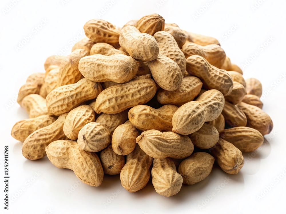 Close-up of a Pile of Peanuts Isolated on White Background - High-Resolution Stock Photo Close-up of a Pile of Peanuts Isolated on White Background - High-Resolution Stock Photo