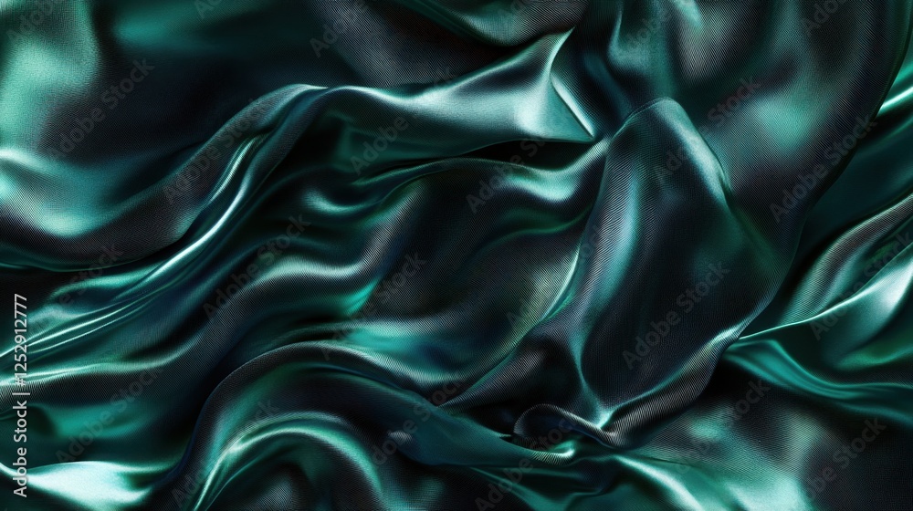 Fototapeta premium A high-resolution silk fabric with soft green folds and gentle highlights
