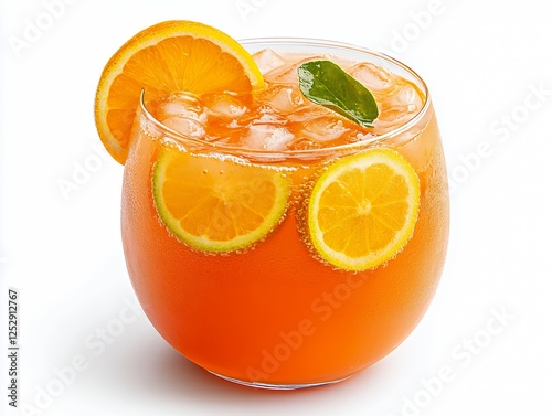 Large Bowl Of Fruit Punch With Orange And Lime Slices photo