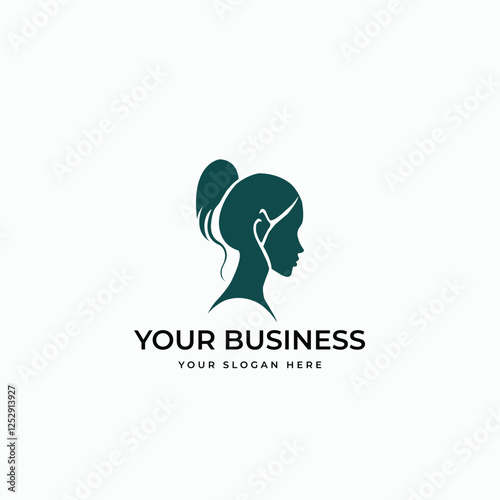 Elegant woman's profile logo design for a business.