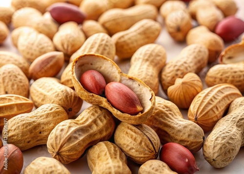 Close-up of Raw Peanuts on White Background - High-Resolution Stock Photo