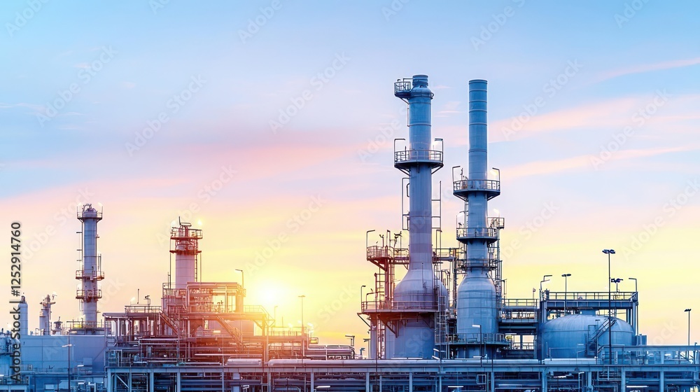 Fototapeta premium Industrial Plant At Sunrise
