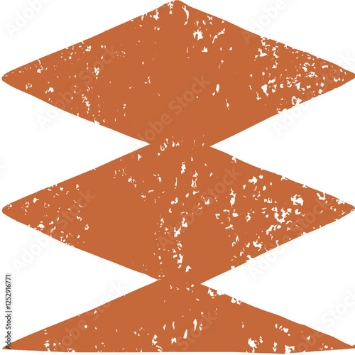 Abstract brown hand-drawn tribal symbol. African, Aztec pattern element in grunge doodle style. Ancient ethnic traditional symbol and ornate sign.