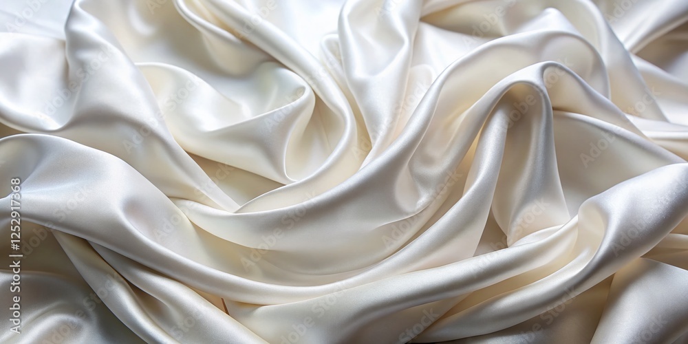 Fototapeta premium Close-up Texture of Luxurious White Silk Fabric - Elegant Draped Material