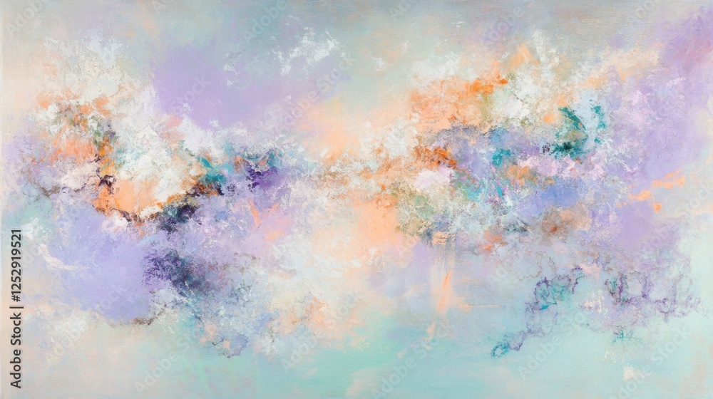 Fototapeta premium A subtle pastel texture resembling soft clouds in shades of lilac, sky blue, and peach