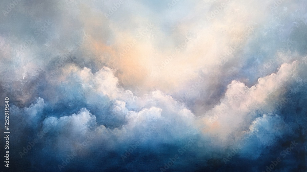 Fototapeta premium A subtle pastel texture resembling soft clouds in shades of lilac, sky blue, and peach