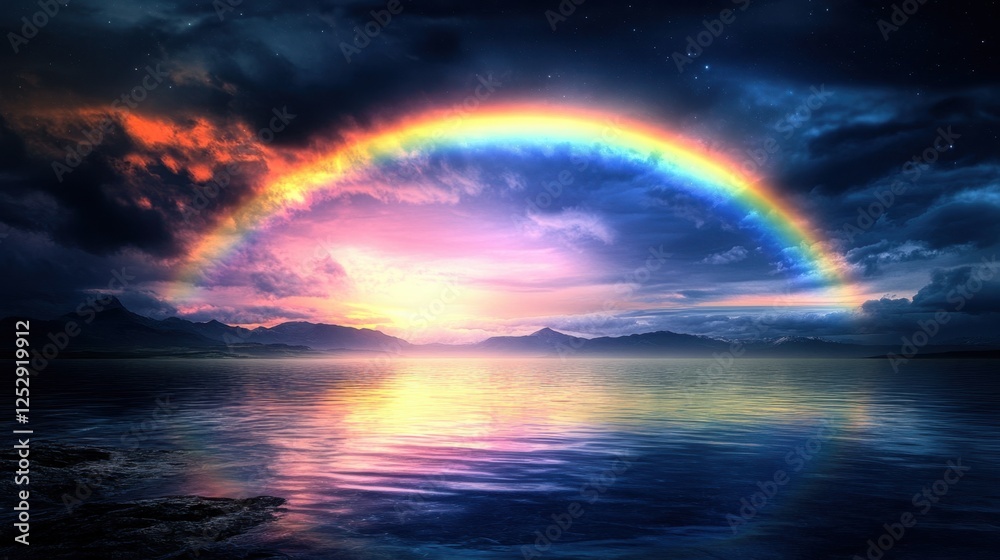 Fototapeta premium A surreal fantasy background with glowing rainbow hues in a dreamlike mist