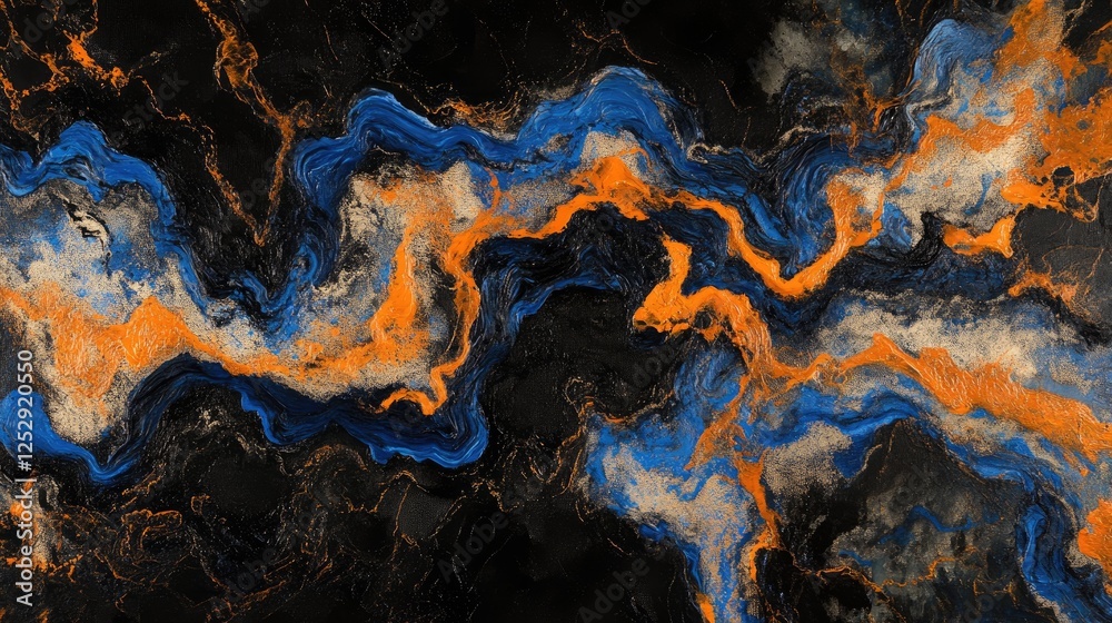 Twisting tendrils of blue and orange flames reaching into the blackness, forming a hypnotic pattern. Twisting tendrils of blue and orange flames reaching into the blackness, forming a hypnotic pattern.