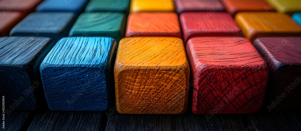 High-Res Wooden Blocks in Gradient, Symbolizing Creative Design High-Res Wooden Blocks in Gradient, Symbolizing Creative Design