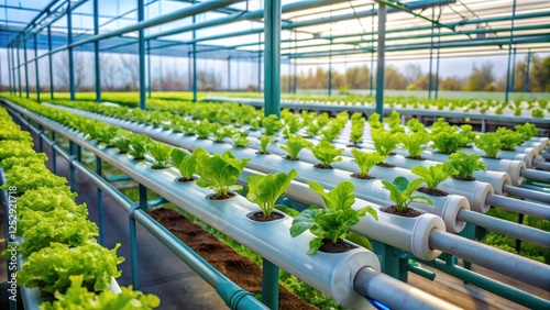 A hydroponic system with a water tank and nutrient-rich solution pipe, soilless cultivation photo