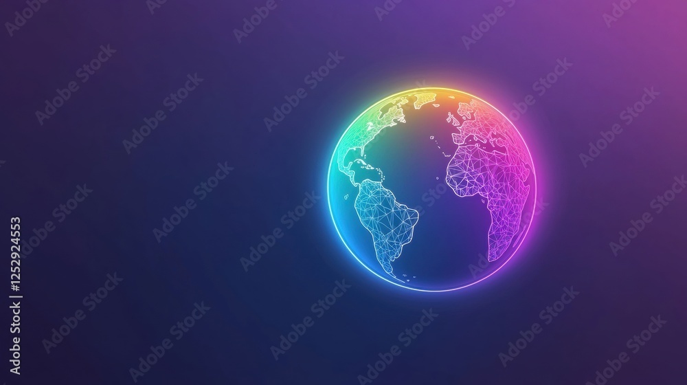 Fototapeta premium earth Colourful Silhouette Silhouette of the Earth filled with bright gradient colors, symbolizing diversity and global unity.