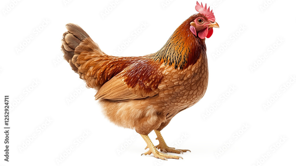 Fototapeta premium Brown chicken standing on transparent background