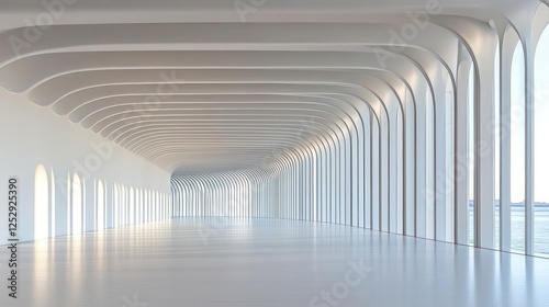 Empty Modern White Interior Hallway