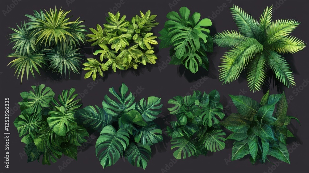 Lush Green Tropical Plants Collection for Interior Decoration Lush Green Tropical Plants Collection for Interior Decoration