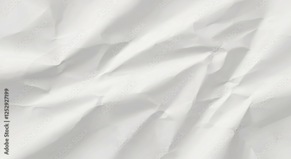 Obraz premium Crumpled white paper texture showcasing intricate folds and shadows