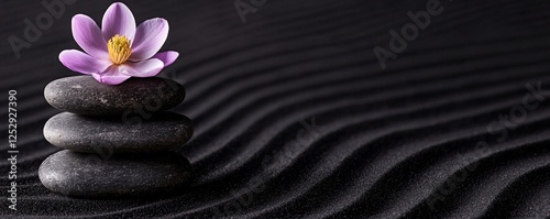 Zen stones with blooming lotus flower.