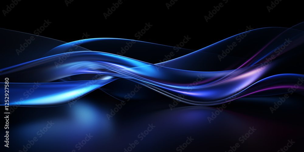 Fototapeta premium Dark blue wavy abstract background