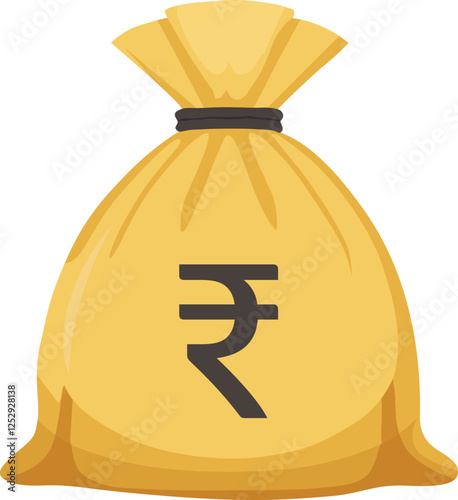 Money bag with Indian rupee sign vector graphics, Economics, Banking and Money