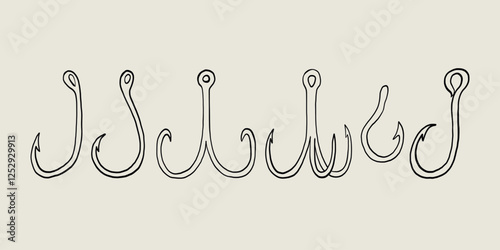 Empty Fish Hook Sketch Set
