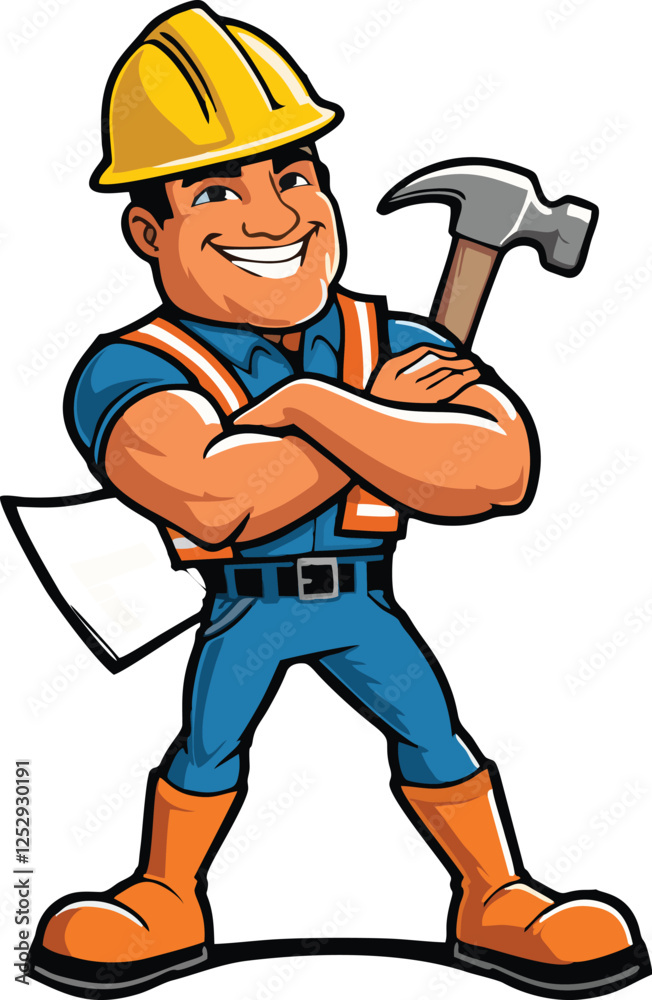 Man Character construction engineer mascot vector illustration white background Man Character construction engineer mascot vector illustration white background