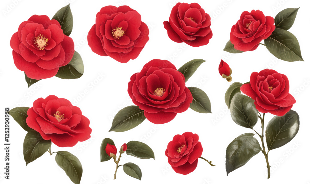 Fototapeta premium Spring, green leaves and blooming red roses