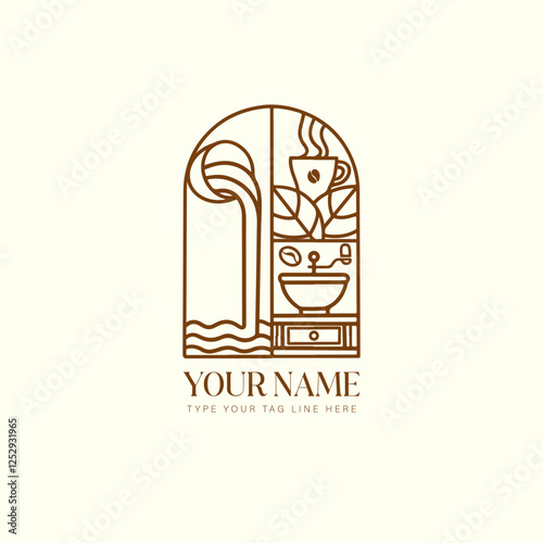 Vector Logo Line Illustration Coffee Drawing