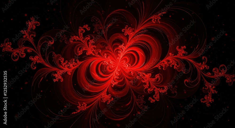Vibrant red fractal design showcasing intricate swirling patterns Vibrant red fractal design showcasing intricate swirling patterns