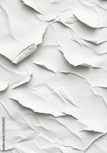 Wrinkled white paper texture, abstract background, potential for design