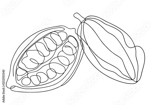 Continuous One Line Cacao Beans | Minimalist Organic Vector Illustration