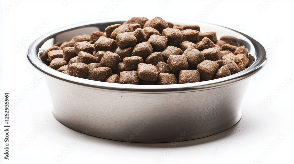 A close-up of a pile of high-quality dry dog food, emphasizing the kibble's texture, perfect for marketing dog food brands.