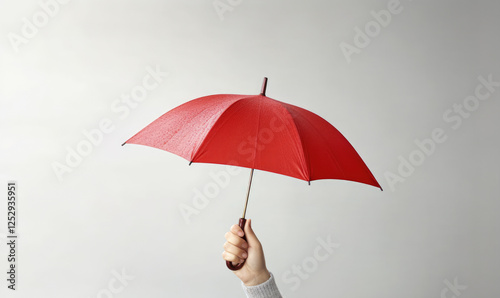 A person holding a red umbrella photo