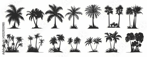 Tropical palm silhouettes, design element