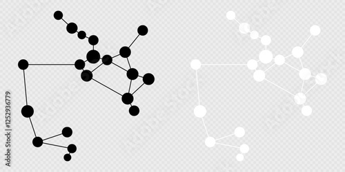 Sagittarius constellation map set. Vector illustration.