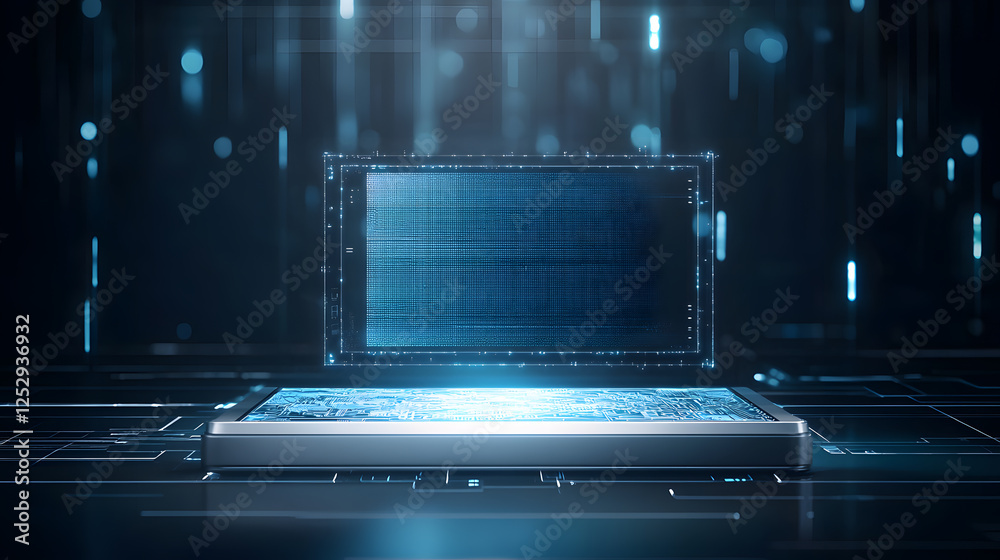 Obraz premium Innovative technology showcase virtual space digital visual futuristic close-up advanced computing concepts