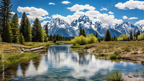 A beautiful mountain range with a river running through it