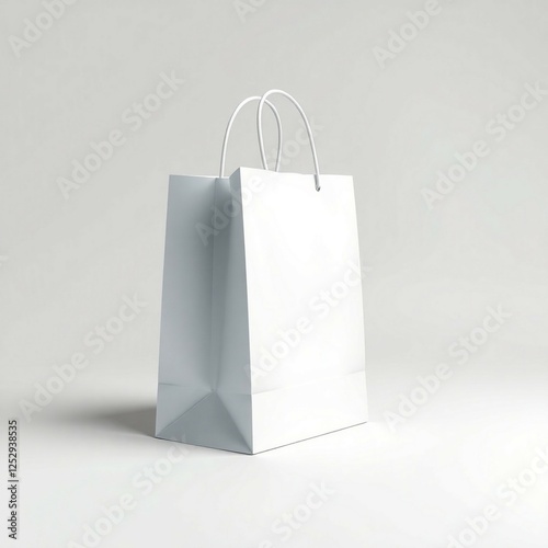 Minimalist White Shopping Bag Mockup – High-Quality Paper Bag for Branding & Packaging photo