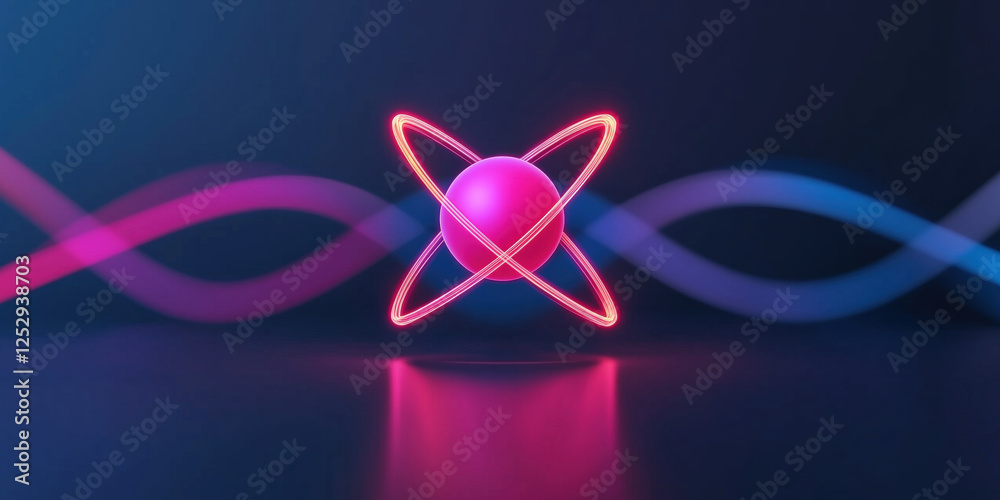 vibrant quantum particle in superposition with glowing orbits vibrant quantum particle in superposition with glowing orbits