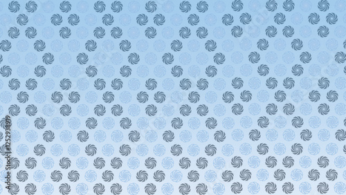 Seamless pattern featuring dynamic pinwheel swirls in dual-tone blue shades on a light blue background. This playful yet sophisticated repeating design combines dark and light spiral elements arranged