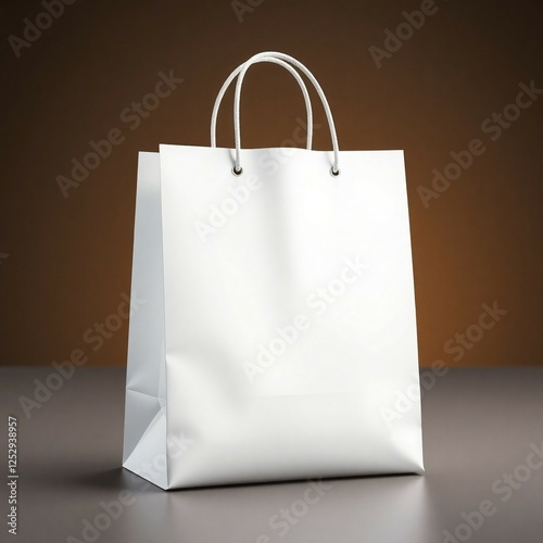 Minimalist White Shopping Bag Mockup – High-Quality Paper Bag for Branding & Packaging photo