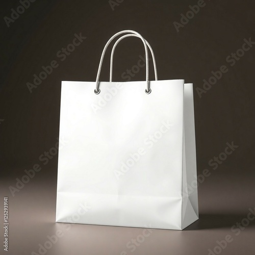 Minimalist White Shopping Bag Mockup – High-Quality Paper Bag for Branding & Packaging photo