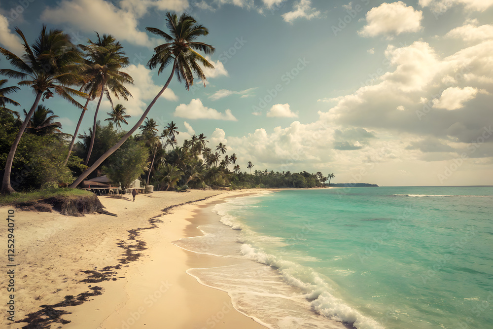 Obraz premium Tropical Beach with Palm Trees