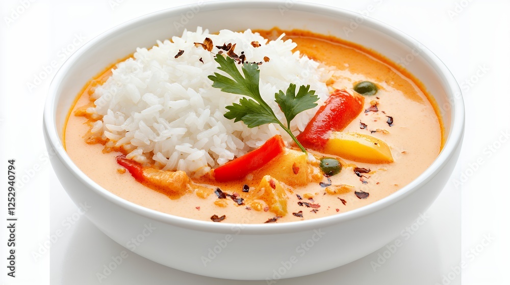 Bowl Of Red Curry With Rice And Vegetables Bowl Of Red Curry With Rice And Vegetables
