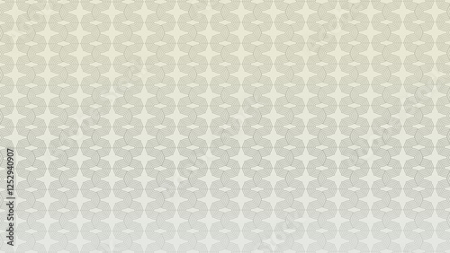 A seamless geometric pattern featuring an intricate interwoven knot-like design with a subtle gradient background. The symmetrical and modern aesthetic, combined with fine line art.